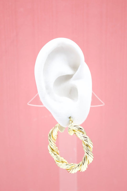 18K Gold Filled Thick Twisted Hoop French Hook Lever Back Earrings (K33-34)